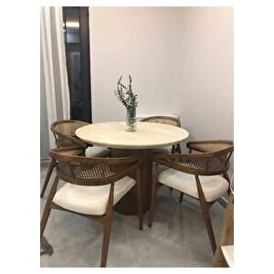 Lotus İskandinav Tarzı 4 Sandalyeli Yuvarlak Masa Takımı