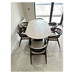 Luis 6 Sandalyeli İskandinav Tarzı Oval Masa Takım
