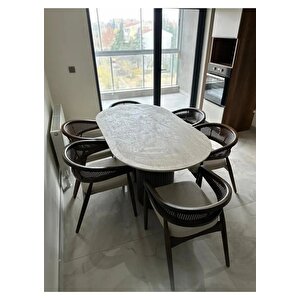 Luis 6 Sandalyeli İskandinav Tarzı Oval Masa Takım