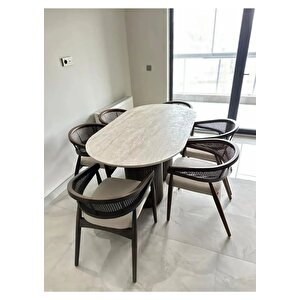 Luis 6 Sandalyeli İskandinav Tarzı Oval Masa Takım