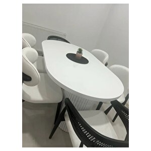 Meta 6'lı Polo Gazel Hazel Bohem İskandinav Ahşap 6 Kişilik Masa Takımı