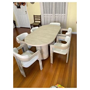 Luci İskandinav Tarzı 6 Sandalyeli Oval Masa Takımı