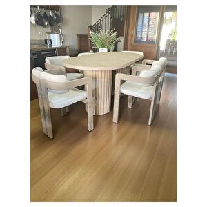Luci İskandinav Tarzı 6 Sandalyeli Oval Masa Takımı