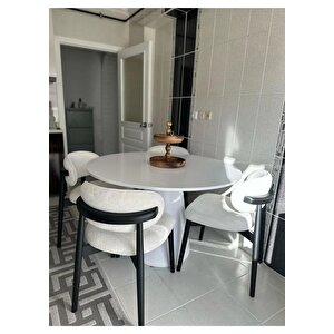 Terra Nix Yuvarlak Ahşap Siyah Masa Takımı Bohem 4 Kişilik Mutfak Masa Sandalye Takımı İskandinav