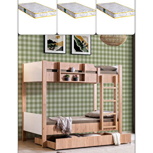 Ranza, Asya Ayrılabilir Yavrulu Ranza, Ceviz - Beyaz + 3 Adet Comfort Yatak
