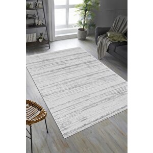 Pamuk Tabanlı Modern Tasarımlı  Sisal Çzigili Gri Renk Halı 200x250 cm