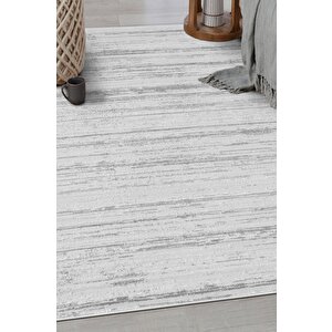 Pamuk Tabanlı Modern Tasarımlı  Sisal Çzigili Gri Renk Halı 200x250 cm