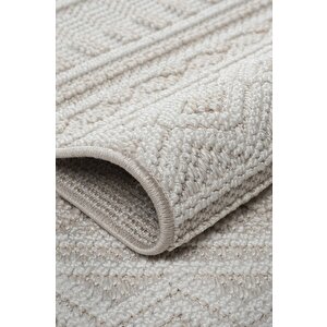 Modern Geometrik Tasarımlı Jüt Dokuma Loop Sisal Bej Halı