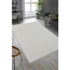 Pamuk Tabanlı Modern Tasarımlı  Sisal Dama Gri Renk Halı 200x350 cm