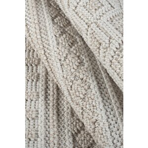 Modern Geometrik Tasarımlı Jüt Dokuma Loop Sisal Bej Halı