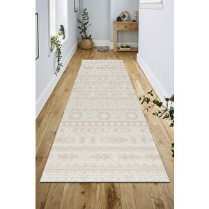 Modern Tasarımlı Jüt Dokuma Loop Sisal Bej Renk Halı 100x350 cm
