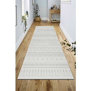 Modern Geometrik Tasarımlı Jüt Dokuma Loop Sisal Gri Renk Halı