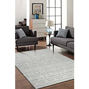 Modern Tasarımlı Jüt Dokuma Loop Sisal Gri Renk Halı 100x100 cm