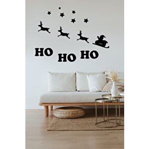 Yeni̇ Yıl Duvar Dekorasyonu Ho Ho Ho Noel Baba Geyi̇k Dekor Ahşap Df