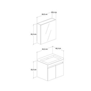 %100 Mdf - 65 Cm Saura Banyo Dolabı