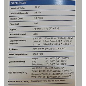 Orbus 12 Volt 33 Amper (12v 33a) Engelli Araç Aküsü Malezya Üreti̇m