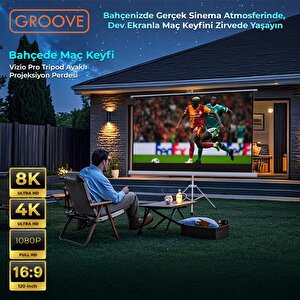 Groove Vizio Pro 120¨inch 265x150cm Blackout Işık Geçirmez Tripod Ayaklı Projeksiyon Perdesi +taşınabilir+canlı Renkler+göz Koruma