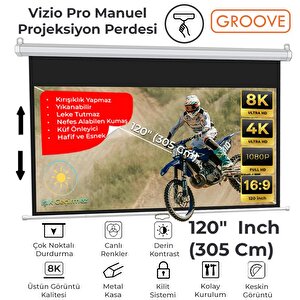 Groove Vizio Pro 120¨ Inch 265x150cm Blackout Işık Geçirmez Profesyonel Projeksiyon Perdesi +canlı Renkler+göz Koruması+leke Tutma
