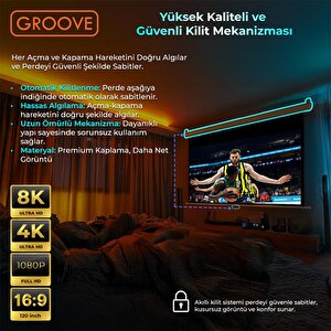 Groove Vizio Pro 120¨ Inch 265x150cm Blackout Işık Geçirmez Profesyonel Projeksiyon Perdesi +canlı Renkler+göz Koruması+leke Tutma
