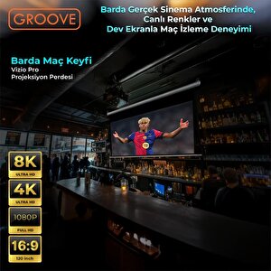 Groove Vizio Pro 120¨ Inch 265x150cm Blackout Işık Geçirmez Profesyonel Projeksiyon Perdesi +canlı Renkler+göz Koruması+leke Tutma