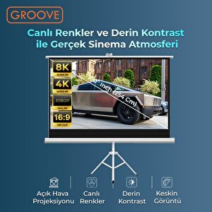 Groove Vizio Pro 100¨inch 220x125cm Blackout Işık Geçirmez Tripod Ayaklı Projeksiyon Perdesi +taşınabilir+canlı Renkler+göz Koruma