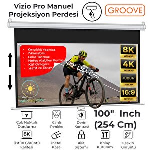 Groove Vizio Pro 100¨ Inch 220x125cm Blackout Işık Geçirmez Profesyonel Projeksiyon Perdesi +canlı Renkler+göz Koruması+leke Tutma