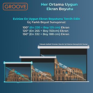 Groove Vizio Pro 100¨ Inch 220x125cm Blackout Işık Geçirmez Profesyonel Projeksiyon Perdesi +canlı Renkler+göz Koruması+leke Tutma