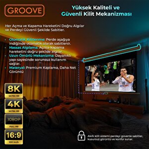 Groove Vizio Pro 100¨ Inch 220x125cm Blackout Işık Geçirmez Profesyonel Projeksiyon Perdesi +canlı Renkler+göz Koruması+leke Tutma