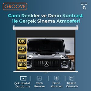 Groove Vizio Pro 100¨ Inch 220x125cm Blackout Işık Geçirmez Profesyonel Projeksiyon Perdesi +canlı Renkler+göz Koruması+leke Tutma