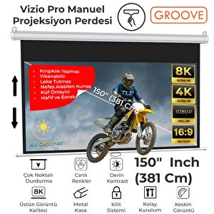 Groove Vizio Pro 150¨ Inch 332x188cm Blackout Işık Geçirmez Profesyonel Projeksiyon Perdesi +canlı Renkler+göz Koruması+leke Tutma