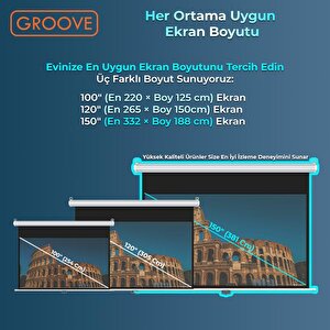 Groove Vizio Pro 150¨ Inch 332x188cm Blackout Işık Geçirmez Profesyonel Projeksiyon Perdesi +canlı Renkler+göz Koruması+leke Tutma