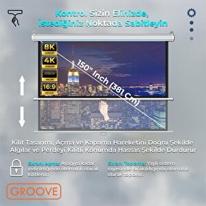 Groove Vizio Pro 150¨ Inch 332x188cm Blackout Işık Geçirmez Profesyonel Projeksiyon Perdesi +canlı Renkler+göz Koruması+leke Tutma