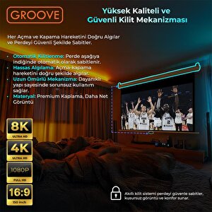Groove Vizio Pro 150¨ Inch 332x188cm Blackout Işık Geçirmez Profesyonel Projeksiyon Perdesi +canlı Renkler+göz Koruması+leke Tutma