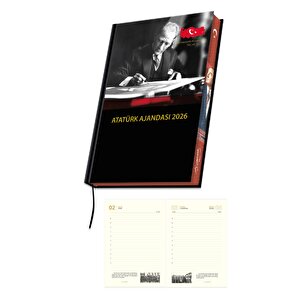 2026 Atatürk Ajanda Yıllık Atatürk Ajandası Kenar Boyalı 17x24 Cm 17x22 cm