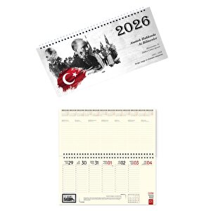 2026 Atatürk Haftalık Masa Takvimi Masa Sümeni Büyük Boy 33x16 Cm