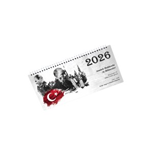 2026 Atatürk Haftalık Masa Takvimi Masa Sümeni Büyük Boy 33x16 Cm