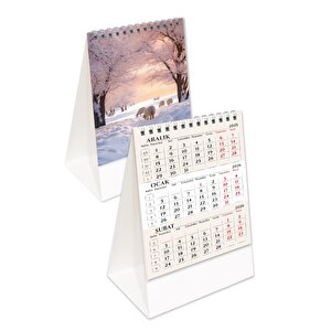 2026 Mevsimler Piramit Masa Takvimi Dikey Masaüstü Takvim 21x17 Cm