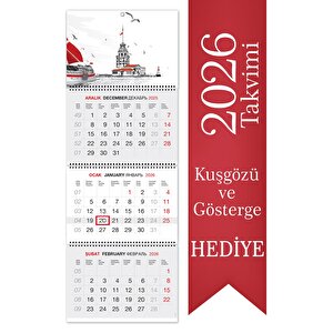 2026 Jumbo Boy Kuşe Gemici Takvimi Denizci Duvar Takvimi 33x92,5 Cm