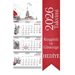 2026 Büyük Boy Gemici Takvimi Denizci Duvar Takvimi Istanbul 33x77,5 Cm