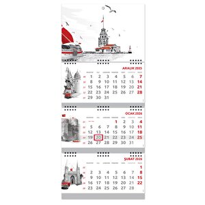 2026 Büyük Boy Gemici Takvimi Denizci Duvar Takvimi Istanbul 33x77,5 Cm