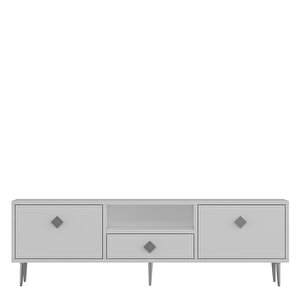 1308dropct-1 Tv Sehpasi BEYAZ-GÜMÜŞ KULP Beyaz-Gümüş