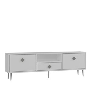 1308dropct-1 Tv Sehpasi BEYAZ-GÜMÜŞ KULP Beyaz-Gümüş