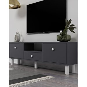 1310dropdd-1 Bohem Tv Sehpasi ANTRASİT-BEYAZ KULP Antrasit Beyaz