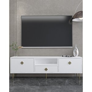 1308dropct-1 Tv Sehpasi BEYAZ-ALTIN KULP Beyaz-Altın