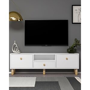 1310dropdd-1 Bohem Tv Sehpasi BEYAZ-SAFİR KULP Beyaz-Safir Meşe