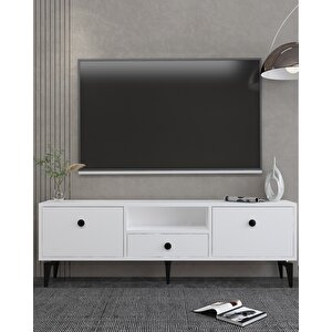 1300dropdh-1 Tv Sehpasi BEYAZ-SİYAH KULP Beyaz-Siyah