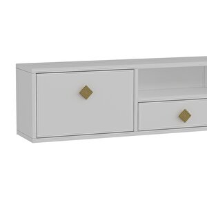 1305dropct-1 Duvara Montaj Tv Sehpasi BEYAZ-ALTIN KULP