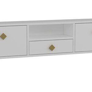 1305dropct-1 Duvara Montaj Tv Sehpasi BEYAZ-ALTIN KULP