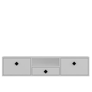 1305dropct-1 Duvara Montaj Tv Sehpasi BEYAZ-SİYAH KULP Beyaz-Siyah