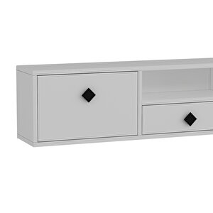 1305dropct-1 Duvara Montaj Tv Sehpasi BEYAZ-SİYAH KULP